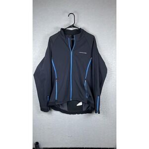 Cannondale Jacket Mens XL Black Blue Fleece Lined Cycling Softshell Full Zip